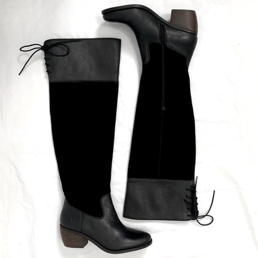 Lucky Brand Black Suede Tall Leather Boots - Picture 2 of 8